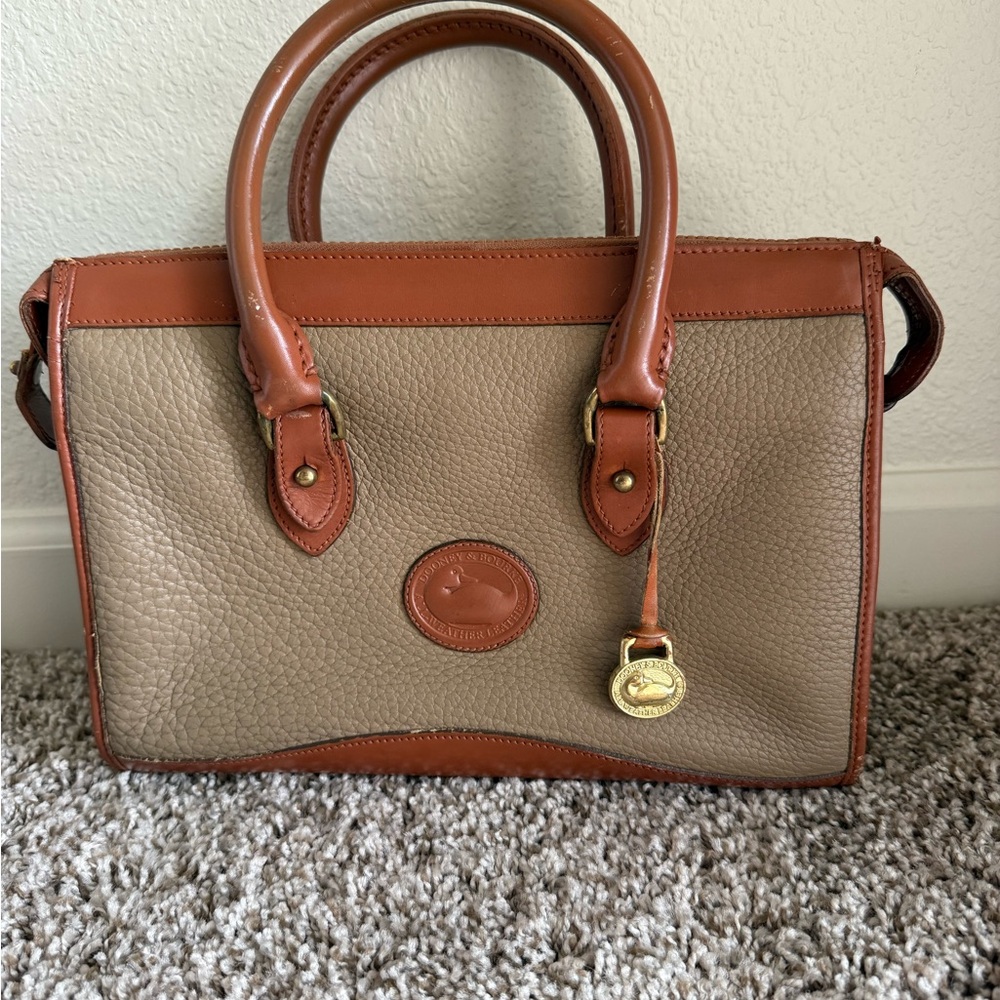Vintage Dooney and Bourke Tan and Brown Leather Handbag